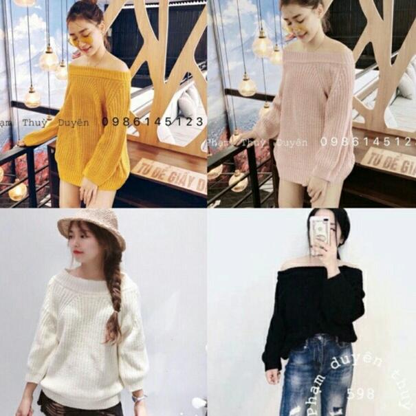 Áo len trễ vai cách điệu - cita0156
