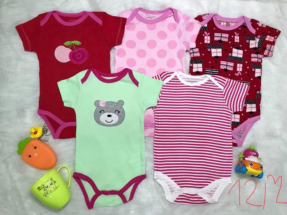 Đồ trẻ em Sét 5 bộ bodysuits ngắn tay bé gái sơ sinh đến 18M