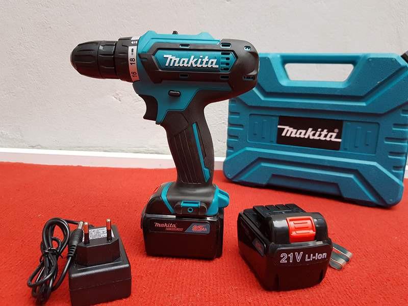 Máy khoan pin Makita 21V, bắn vít, khoan sắt, gỗ, bê tông-Thái lan, chữ Makita đúc nổi