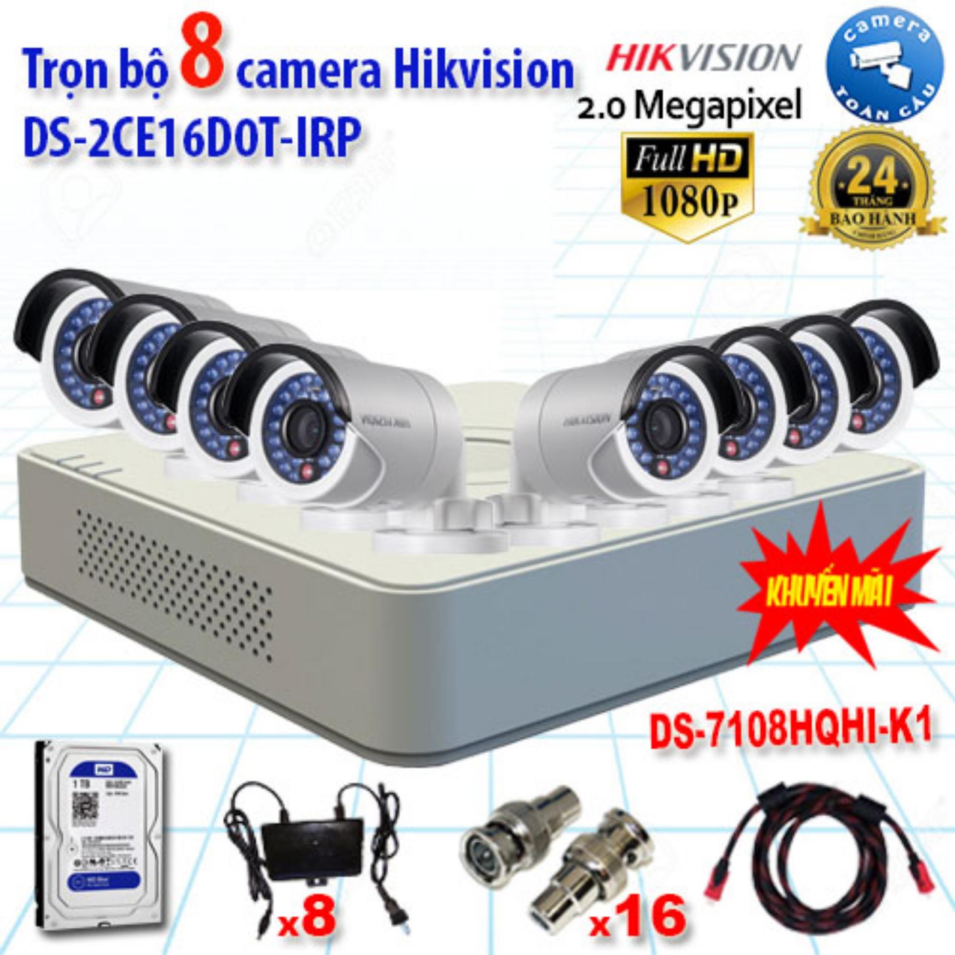 Trọn bộ 8 camera hikvision ds-2ce16d0t-irp + ds-7108hqhi-k1