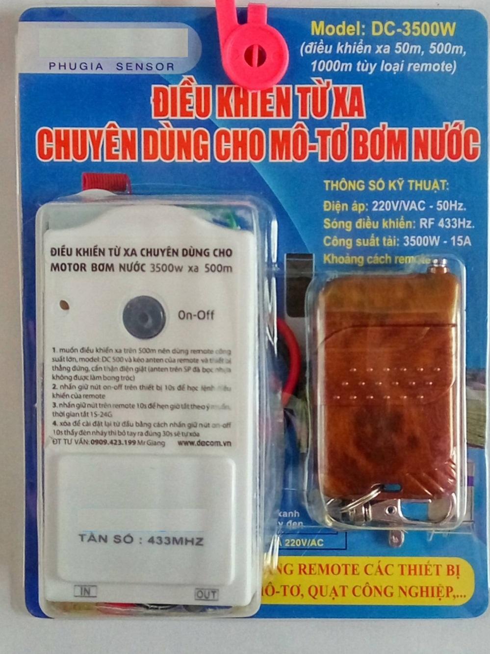 Công tắc điều khiển từ xa máy bơm mô tơ quạt công nghiệp công suất 3500w trở lại có hẹn giờ tắt