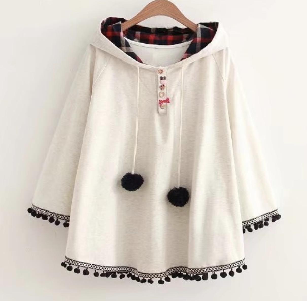 Áo khoác hoodie nữ tay dài có nón trùm tai thỏ đính nơ ltta454 beautysales