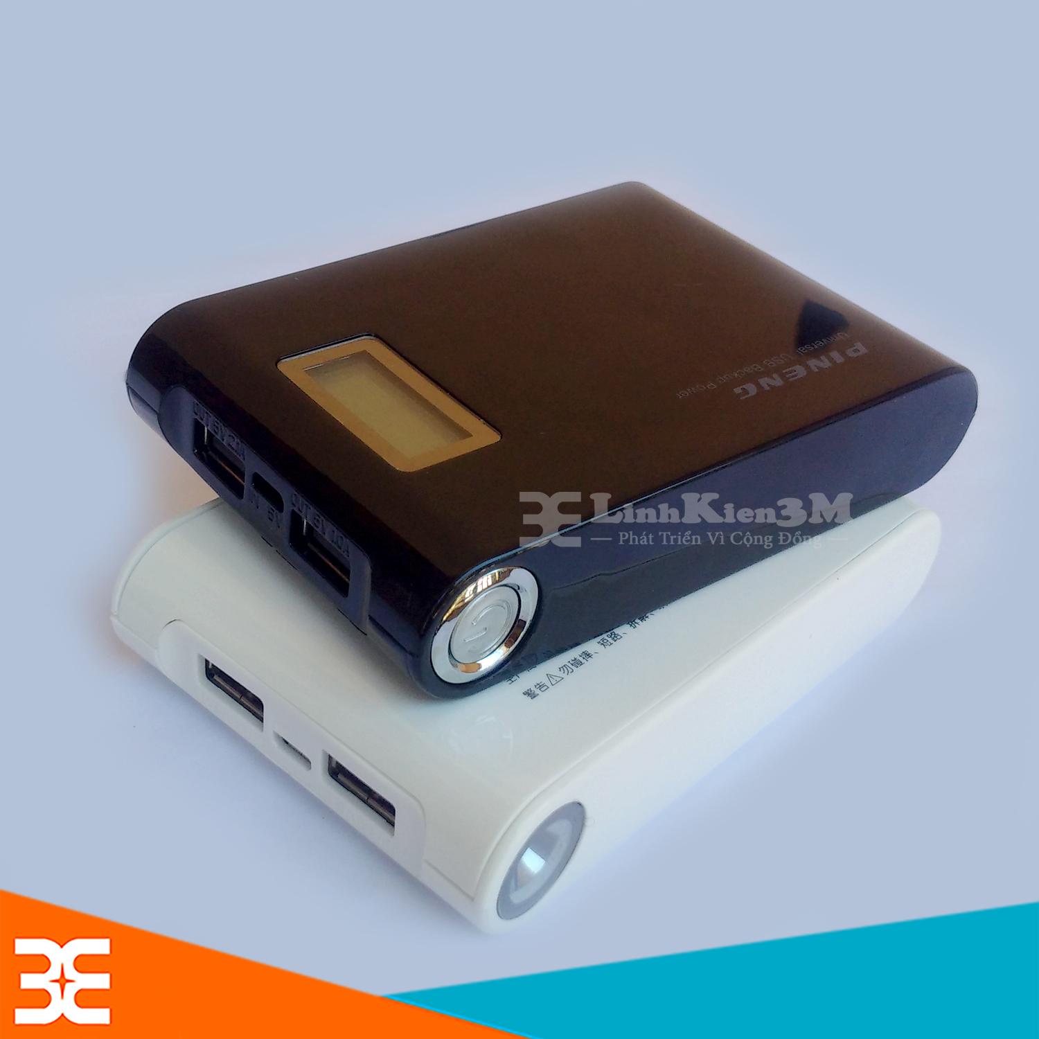 Box vỏ sạc dự phòng 4 cell pin 18650, Có màn hình, 2 Cổng Ra 1A-2A (Vỏ Nhựa, Không Lò Xo)