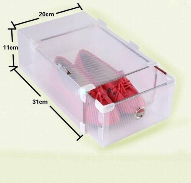 Hộp đựng giày trong suốt dạng ngăn kéo + Viền kim loại cứng cáp