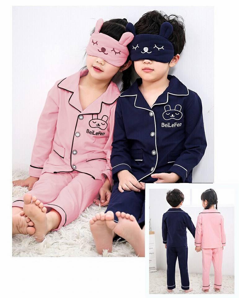 Bộ pizama bé gái, bé trai thun cotton xinh mát 9-42kg - hàng vnxk