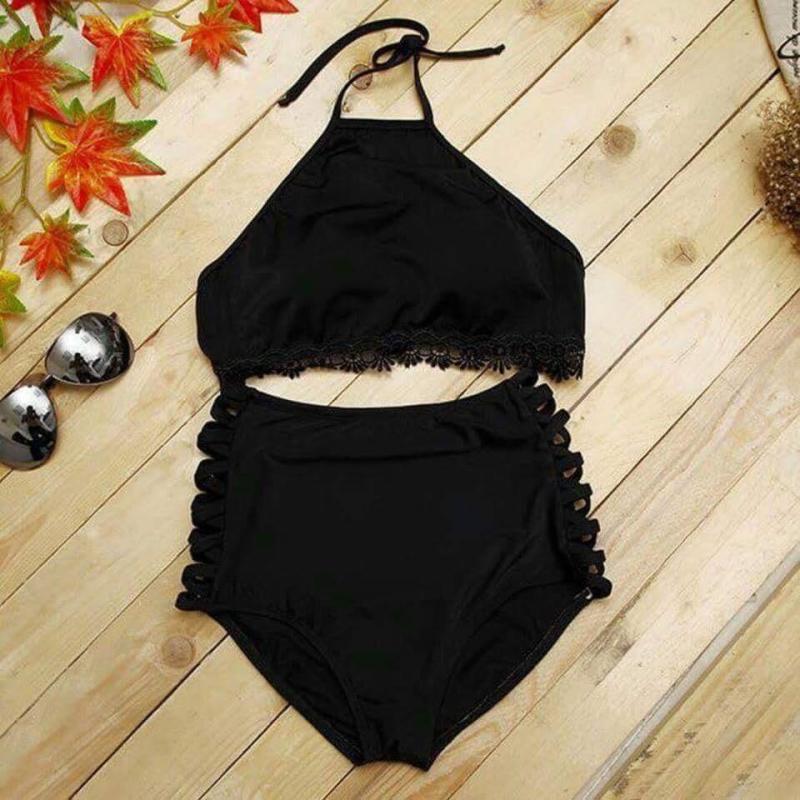 Nơi bán Bikini yếm đen quần cạp cao
