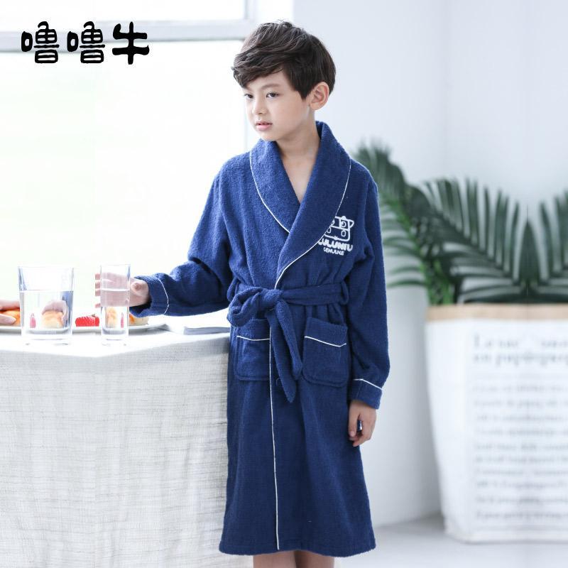 Nơi bán 100% Cotton Con Trai Hút Nước Mùa Xuân Và Mùa Thu, Áo Choàng Tắm Đồ Ngủ