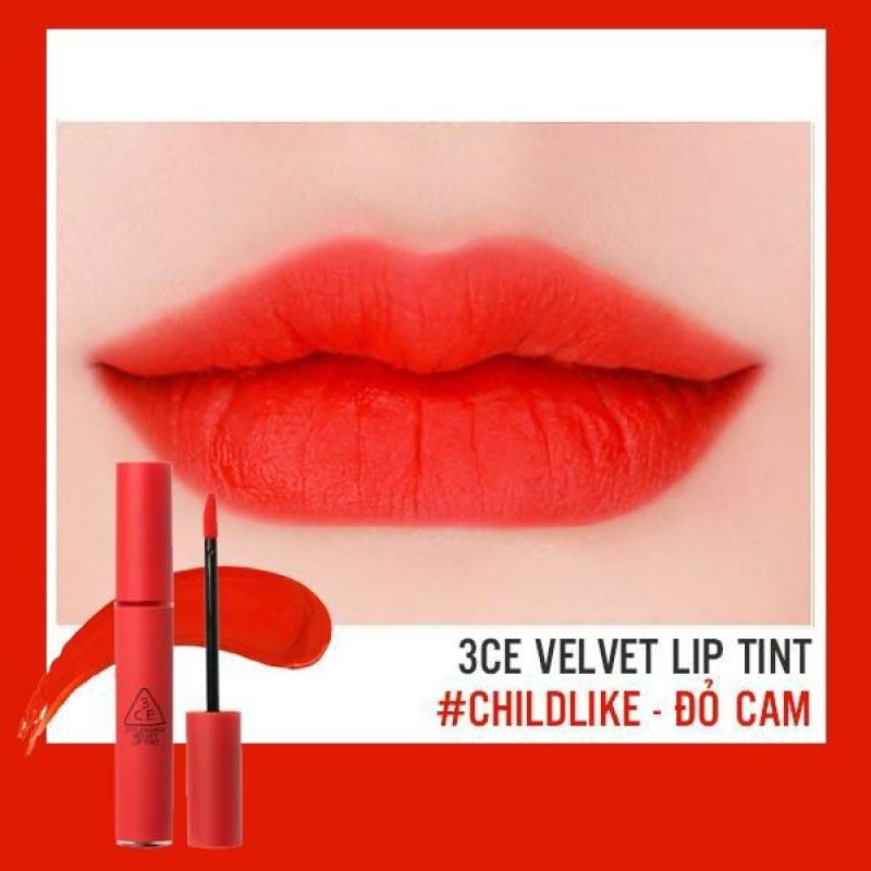 Son kem lì 3CE Velvet Lip Tint #Childlike (Đỏ cam) nhập khẩu