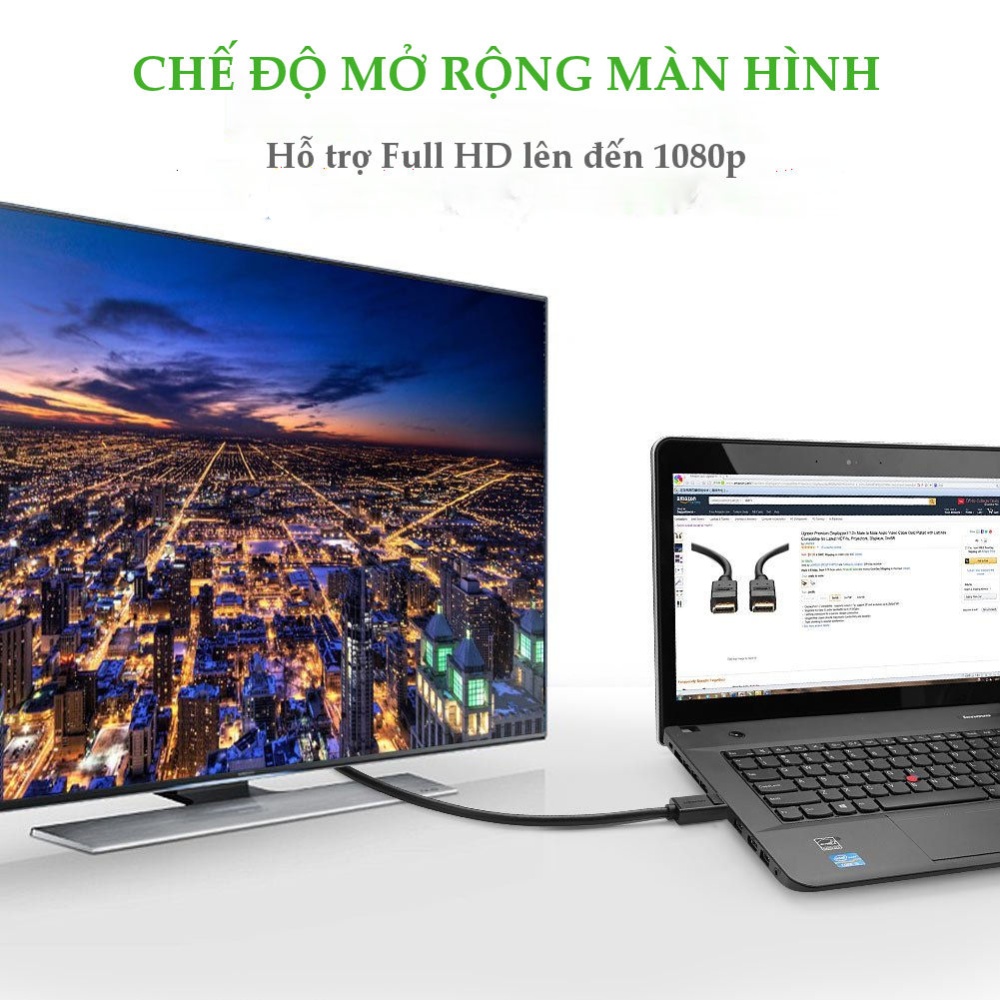 Dây cáp DisplayPort đực sang DVI-D (24+1) đực hỗ trợ 1920x1200 dài 1-8M UGREEN DP103 Dây cáp DisplayPort đực sang DVI-D (24+1) đực hỗ trợ 1920x1200 dài 1-8M UGREEN DP103