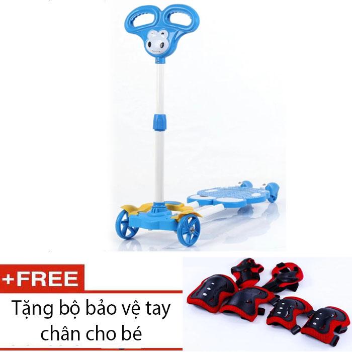 Mua WorldMart Xe đẩy Scooter 4 bánh cho bé (Xanh dương) + bảo vệ tay chân bé