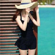 Bộ áo tắm bikini buộc dây yếm, đồ bơi nữ dạng quần váy kín đáo đỏ đen, Áo tắm 1 mảnh dễ thương Hàn Quốc thumbnail