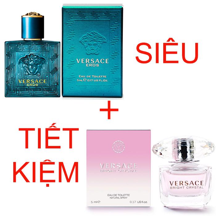Combo 2 nước hoa nam nữ v.e.r.s.a.c.e eros và bright crystal edt 5ml x 2