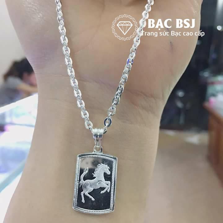 Mặt dây chuyền bạc hình 12 con giáp cho bé tuổi Ngọ phù hợp với bé từ 1 - 10 tuổi, mặt dây chuyền 12 con giáp bằng bạc, dây chuyền bạc 12 cung hoàng đạo, Bạc BSJ - DCG019