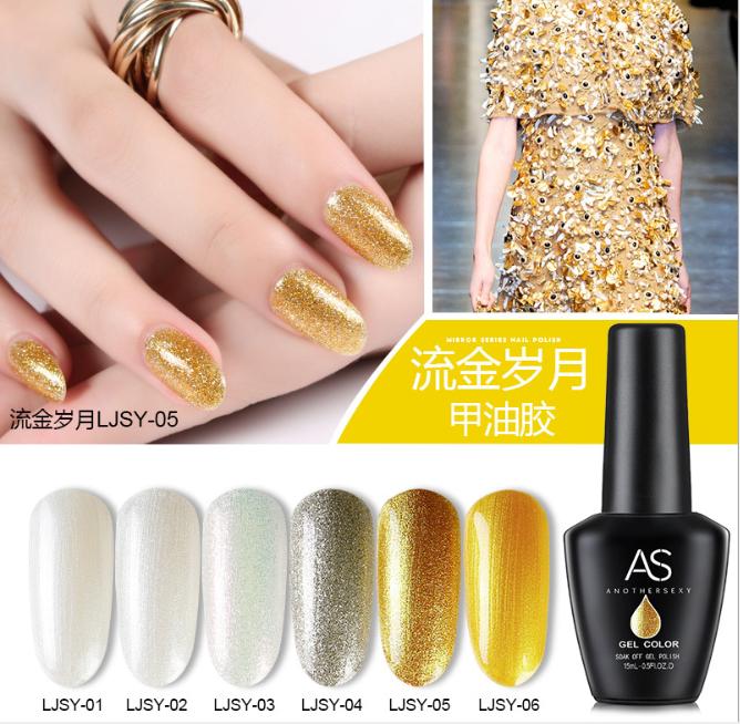 Set sơn móng gel AS nhũ vàng bạc 6 màu chai 15ml