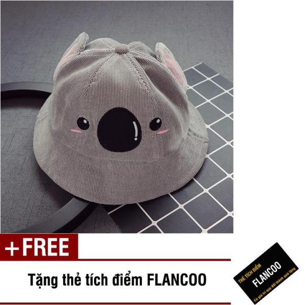Nón vành hình gấu vải jean thời trang bé trai Flancoo 1712 (Xám) + Tặng kèm thẻ tích điểm Flancoo