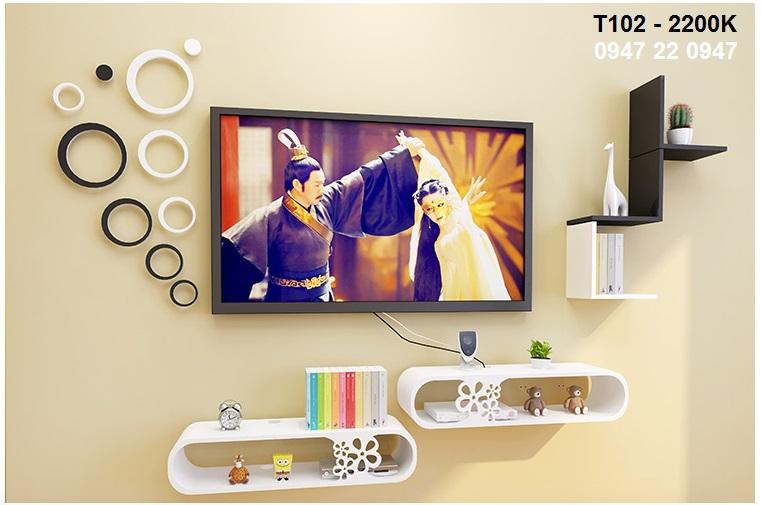 Combo 10 hình tròn gỗ 3D trang trí kệ treo tường ấn tượng (Trắng Đen)