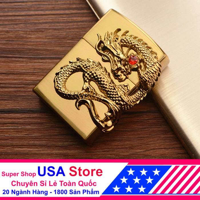 Bật lửa rồng mắt ngọc đỏ cao cấp fxe1049