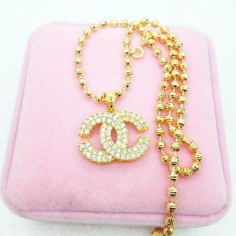 Vòng cổ,Dây chuyền mạ vàng 24k kèm mặt x đính đá cao cấp (Dây Bi - Mặt chữ x đính đá)