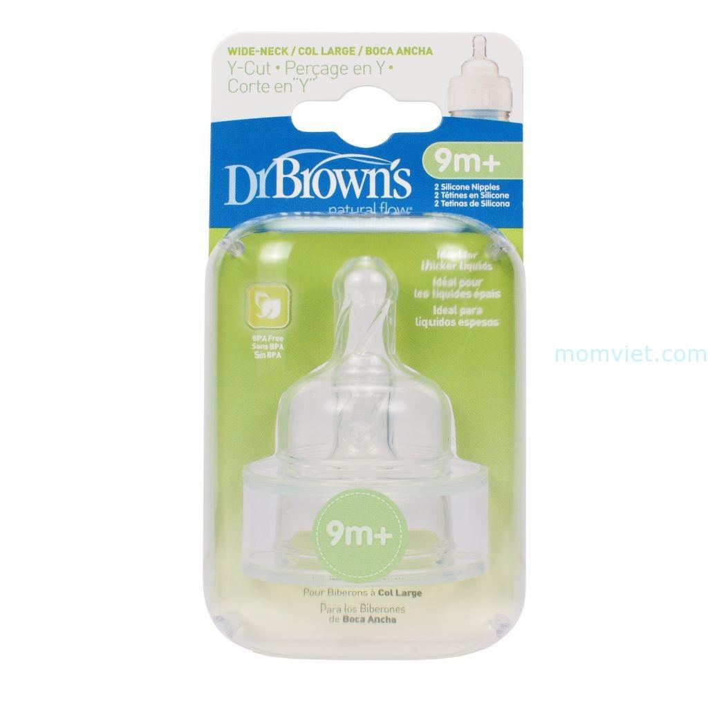 Hộp 2 núm ty silicone dr.brown's cổ rộng