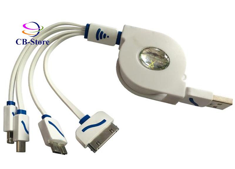 Cáp dây rút 4 đầu đa năng xạc các loại điện thoại