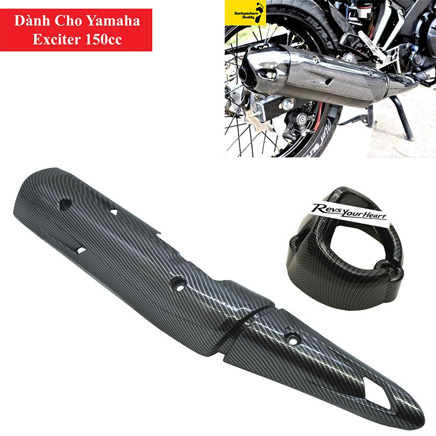 Bộ Ốp Hông Pô & Chụp Đuôi Pô Sơn Carbon Dành Cho Exciter 150cc