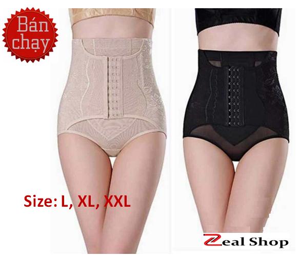 Quần gen nịt bụng định hình 3 khóa cài cao cấp (Da, Đen)