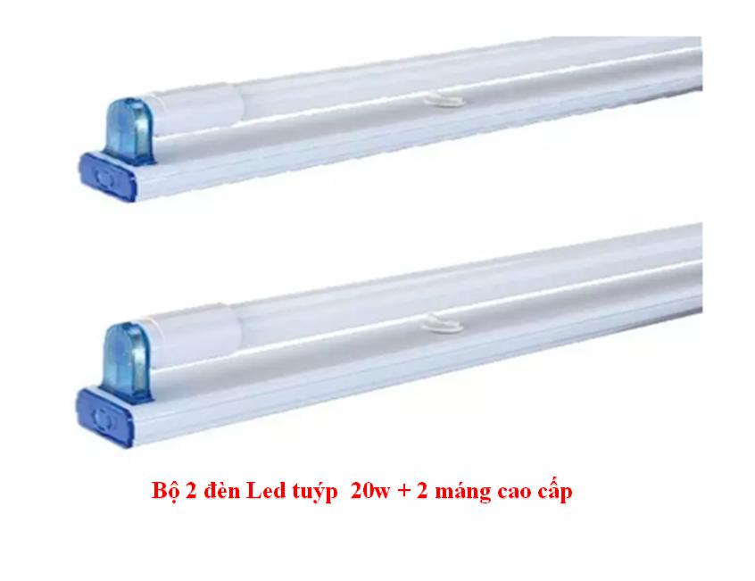 Bộ 2 đèn led tuýp T8 1.2m 20w + hai máng đèn cao cấp