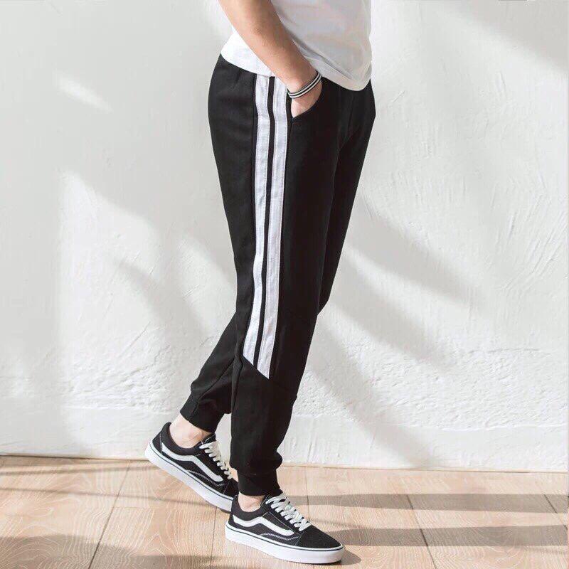 Quần jogger quần thể thao thun nỉ viền sọc 2 MÀU phong cách mới