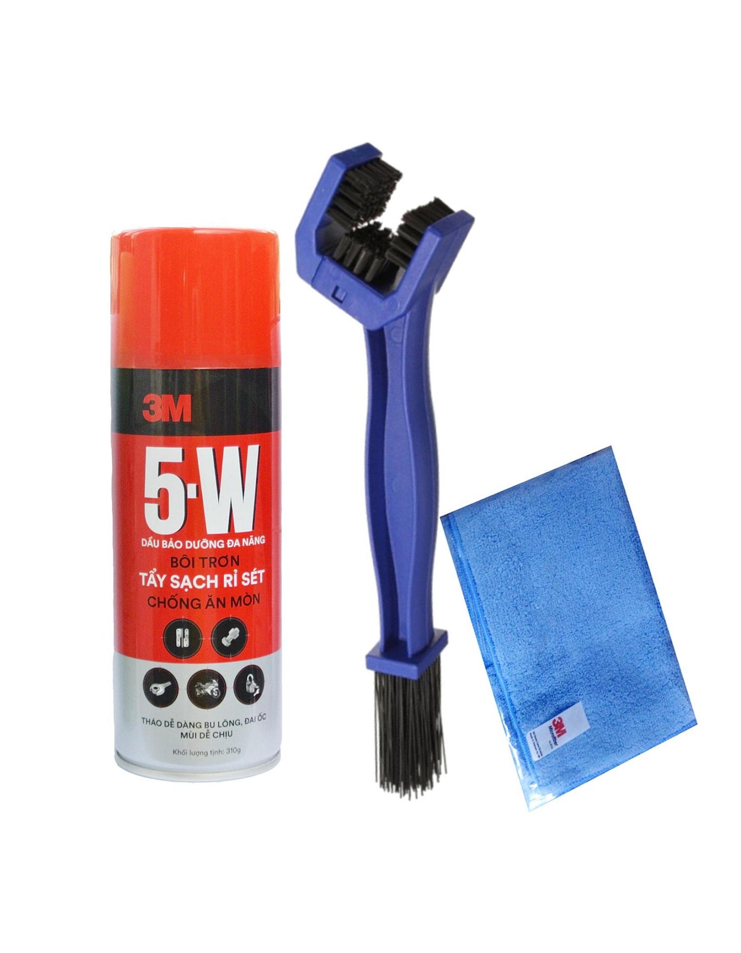 Combo Dầu bảo dưỡng đa năng 3M 5-W Khăn lau xe 3M và Bàn chải vệ sinh sên