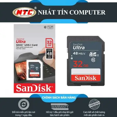[HCM]Thẻ nhớ SDHC SanDisk Ultra 320x 32GB Class 10 UHS-I 48MB/s (Xám) - Nhất Tín Computer