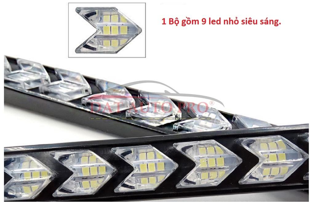 Bộ 2 Led daylight 9 LED sport có xinhan chạy đuổi nhau dùng cho oto màu ĐỎ-VÀNG.