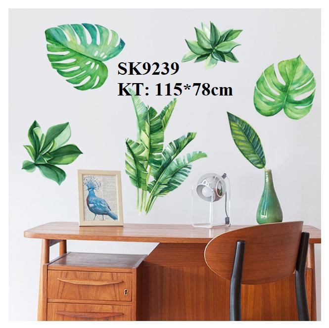 Decan dán tường sk9239-69 - lá xanh