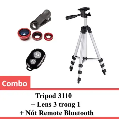 Combo Tripod 3110 + Lens 3 trong 1 + Nút Remote Bluetooth