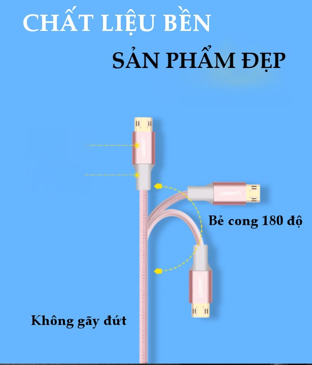 Cáp sạc Micro USB (công nghệ mới, cắm được cả 2 chiều) sang USB 2.0 dài 0.5-1m UGREEN US223 Cáp sạc Micro USB (công nghệ mới, cắm được cả 2 chiều) sang USB 2.0 dài 0.5-1m UGREEN US223