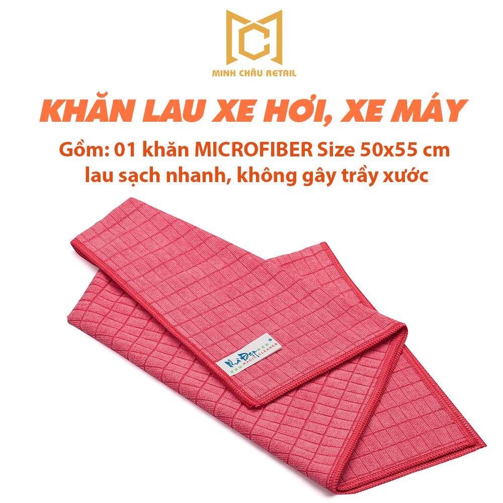 Khan lau xe hoi - Set 1 khăn lau xe hơi Microfiber size 50x55 mềm mịn, không gây trầy xước