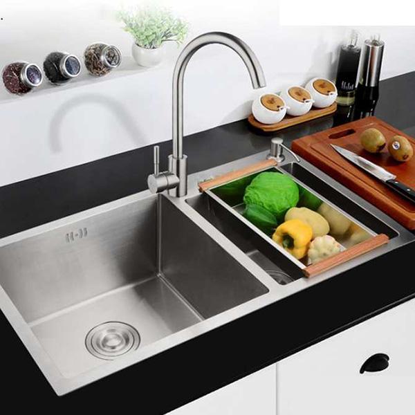 Vòi rửa chén Nóng Lạnh Aviba inox 304 chống bám vân tay - Xoay chiều 360 ( Tặng 2 dây cấp nóng lạnh  )