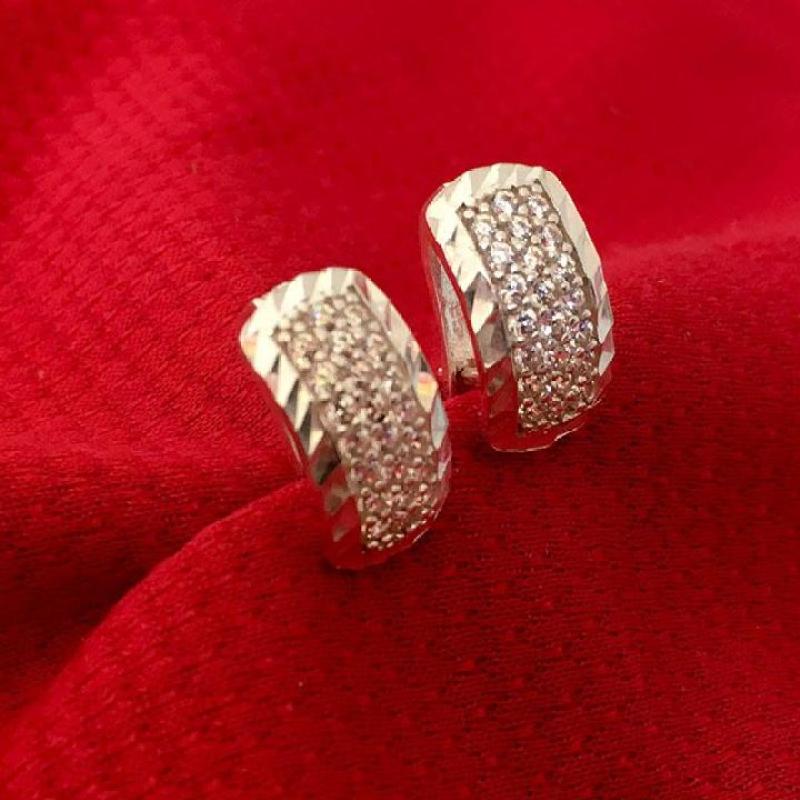 Bông tai phay bạc 925 cao cấp - BQTJ26-305 - trang sức Bạc QTJ, Bông tai sát tai (BẠC )