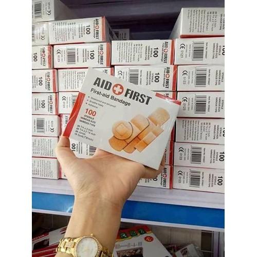 BĂNG GẠC Y TẾ TIỆT TRÙNG AID FIRST hộp 100 cái - Băng y tế
