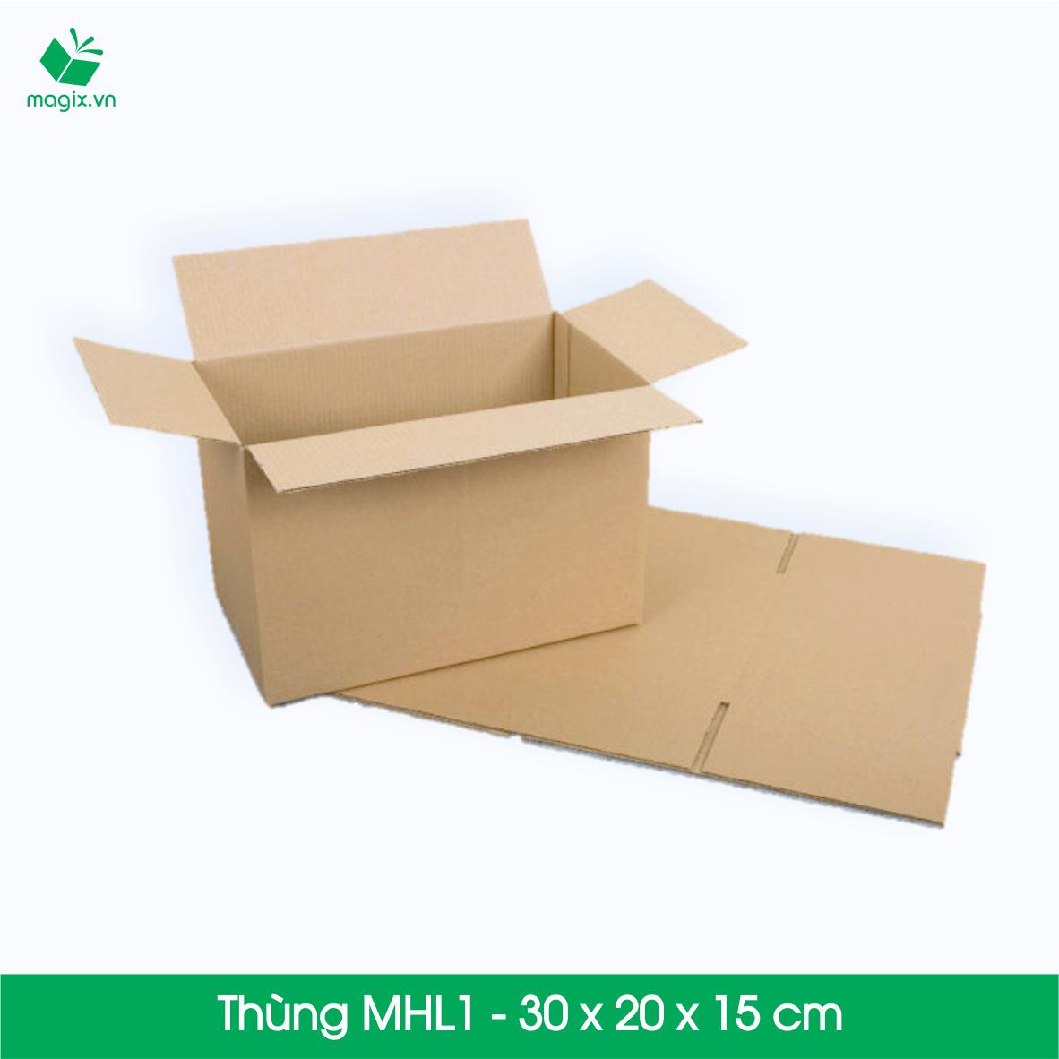 MHL1 - 30x20x15 cm - 10 thùng hộp carton trơn chất liệu dày dặn, chịu lực tốt, bảo vệ hàng hóa khi vận chuyển