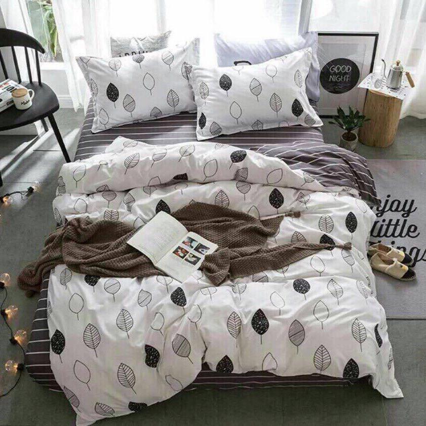 Bộ chăn ga gối hàn quốc chiếc lá 160x200