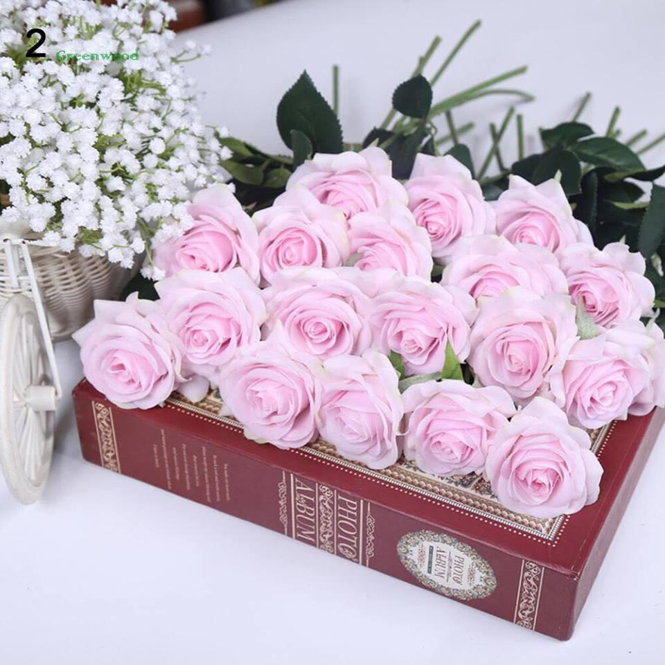 Hoa giả - 1 cành hồng nhung cao cấp bông to cành dài HN.508