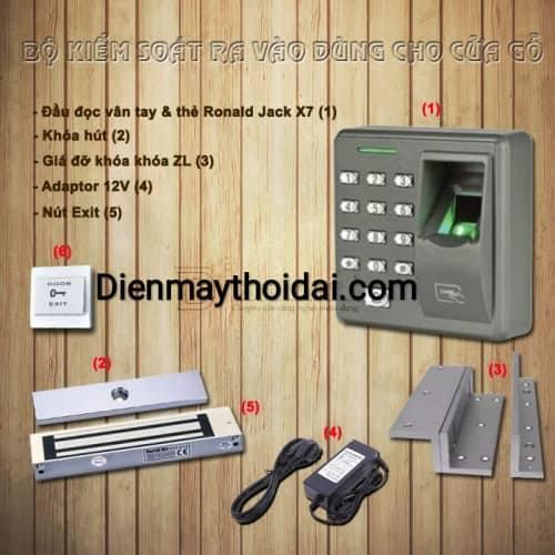 Bộ kiểm soát ra vào dùng vân tay và thẻ cho cửa kính Ronald Jack X7