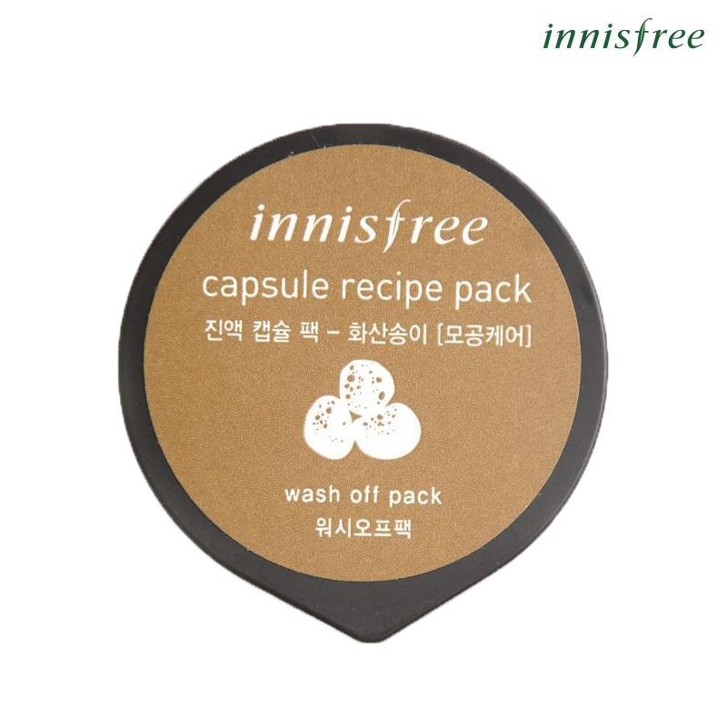 Mặt nạ rửa chăm sóc lỗ chân lông từ tro núi lửa Innisfree Capsule Recipe Pack - Volcanic Cluster 10ml nhập khẩu