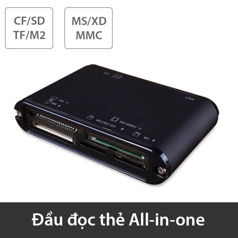 Đầu đọc thẻ đa năng All-in-one TF/SD/CF/M2/XD/MMC - USB 2.0 480Mbps thương hiệu SSK SCRM-025 (màu đen)