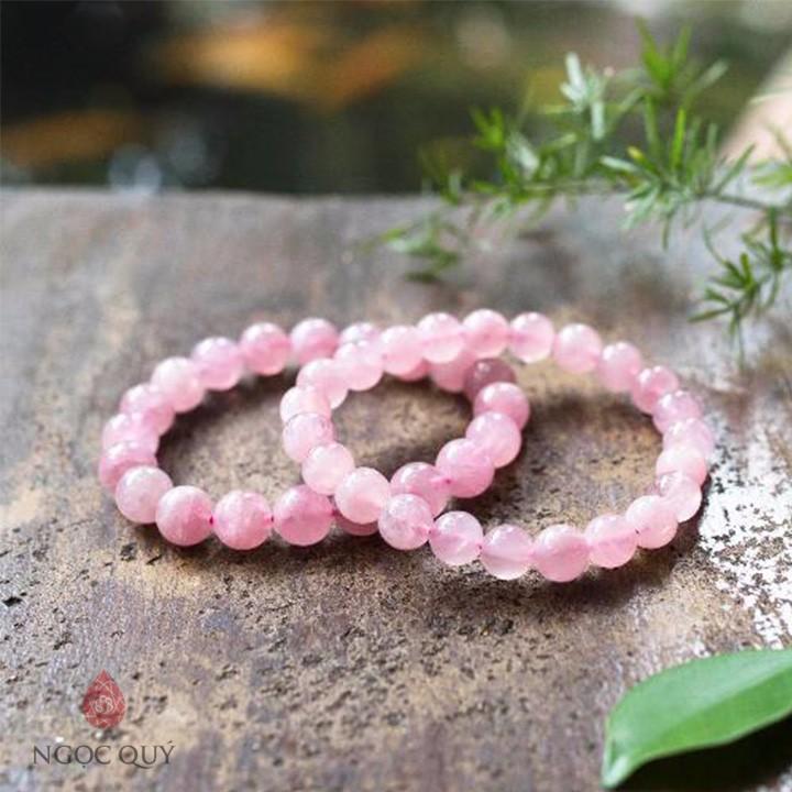 COMBO 2 vòng tay đá phong thủy tình yêu - Đá thạch anh tự nhiên hồng