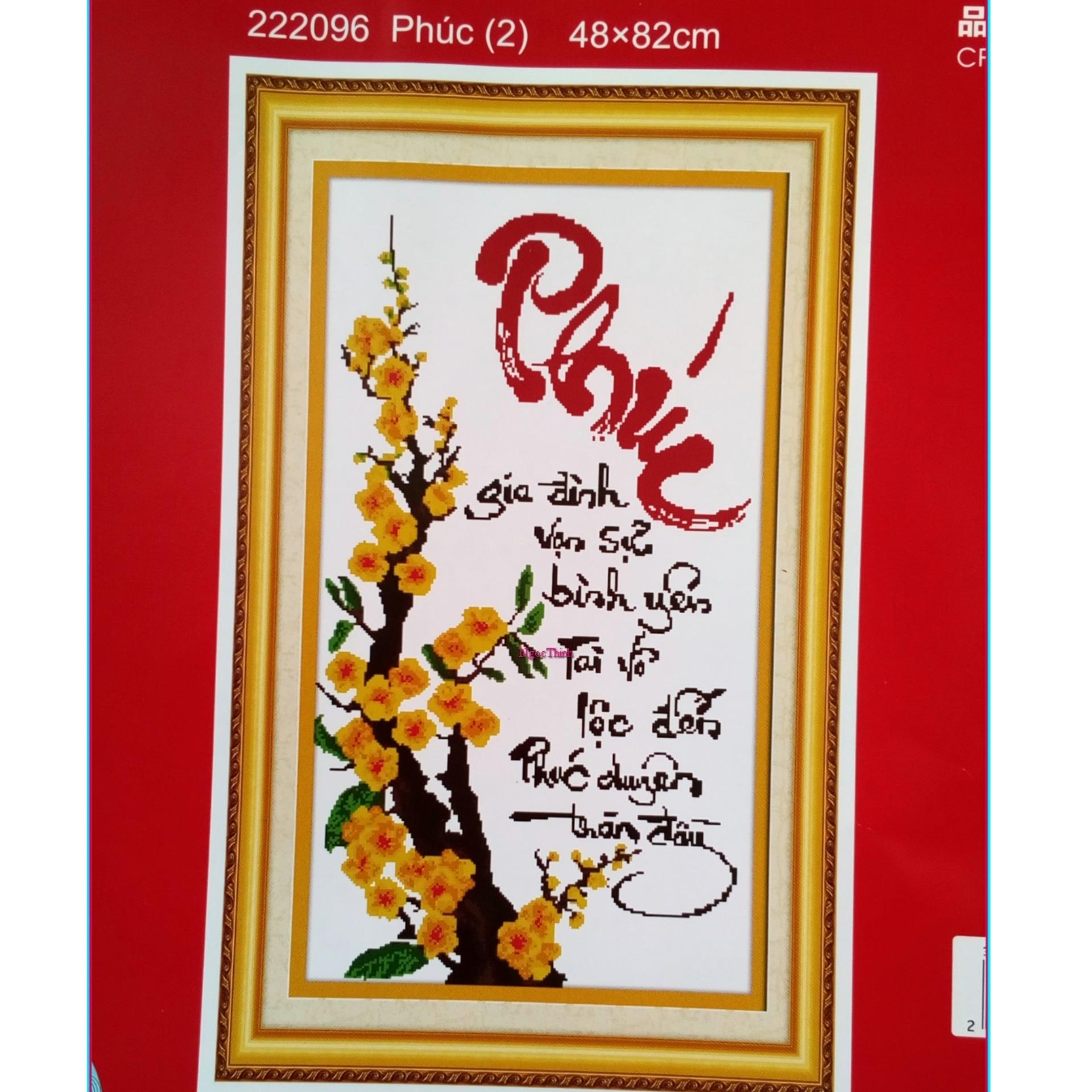 Tranh thêu chữ thập thư pháp chữ Phúc DLH-222096-Siêu thị tranh thêu