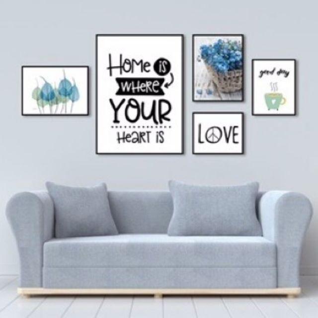Combo 5 tranh Home is where your heart is kèm khung