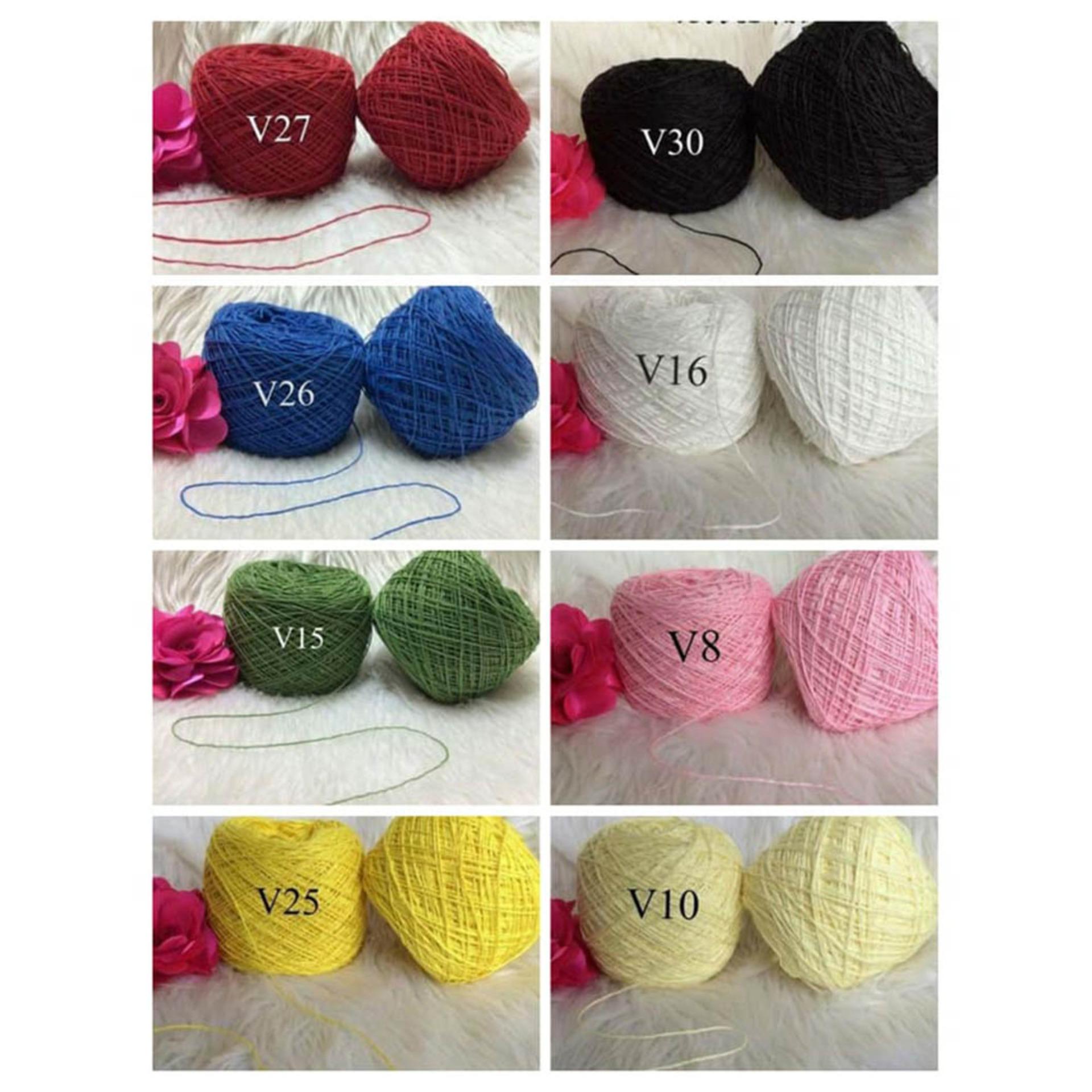 Combo 3 cuộn Len cotton vn 1mm ( màu tự chọn) và 1 kim móc len