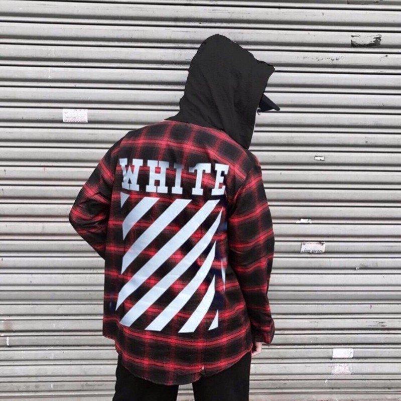 Áo khoác sơmi có chữ white cực chất unisex - kèm mũ