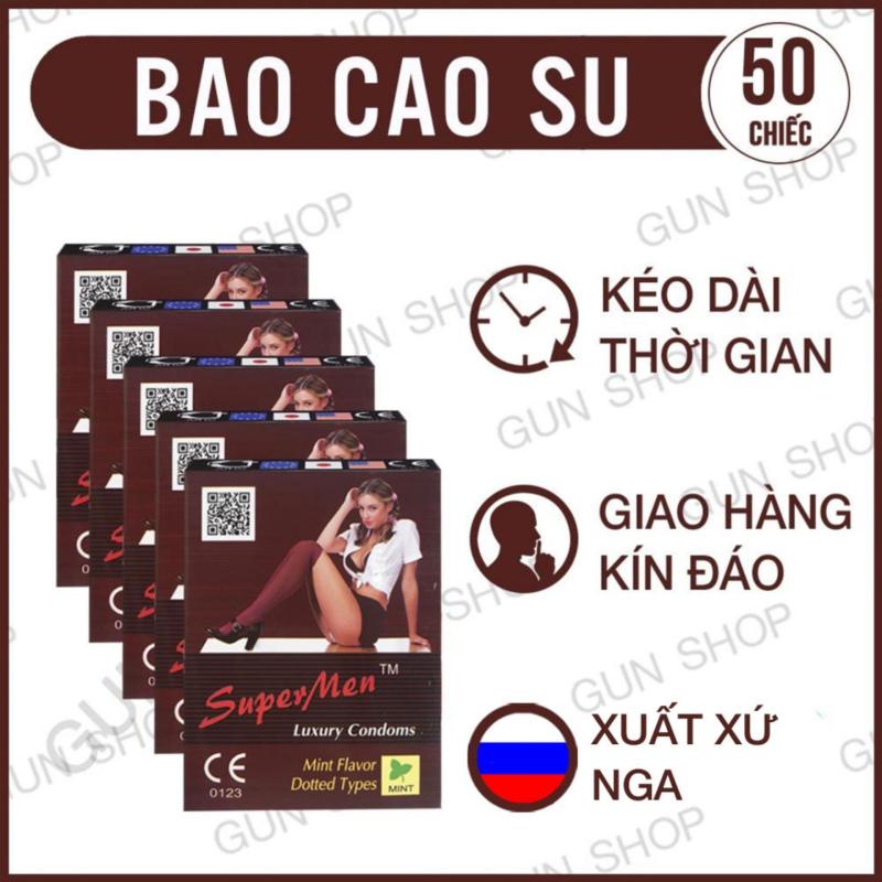 Bộ 5 (50 chiếc) Bao Cao Su Supermen Kéo Dài Thời Gian Quan Hệ (Hương Bạc Hà) - GUNSHOP